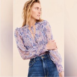 Free People Twyla Sheer Floral Blouse
